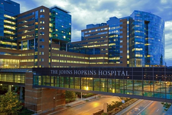 The Johns Hopkins Hospital at dusk