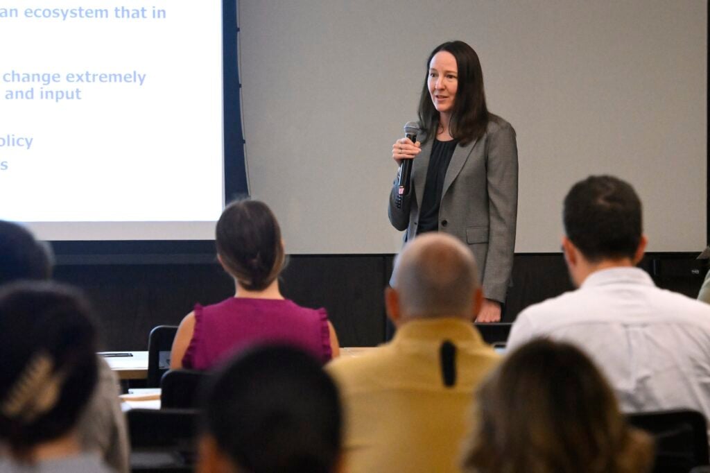 Alexis Battle, director of the Malone Center for Engineering in Healthcare and interim co-director of the Data Science and AI Institute, gives an introduction at the AI Essentials for Congressional Staffers Information Session.