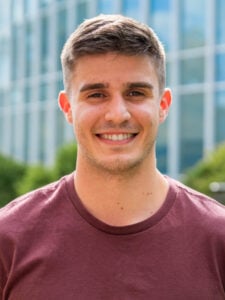 Nicolás Varela Long in front of Malone Hall.