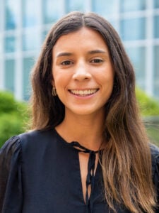 Alejandra Perez Rondon in front of Malone Hall.