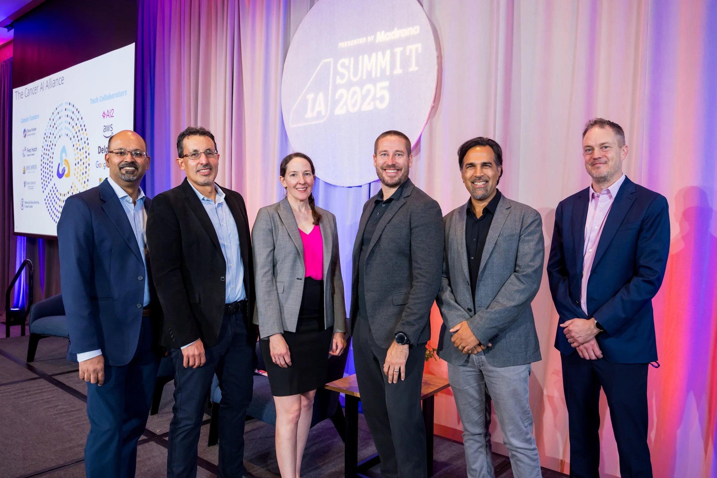 CAIA researchers, from left, Vasan Yegnasubramanian, Rafael Irrizary, Alexis Battle, Jeff Leek, Sohrab Shah, and Brian Bot.
