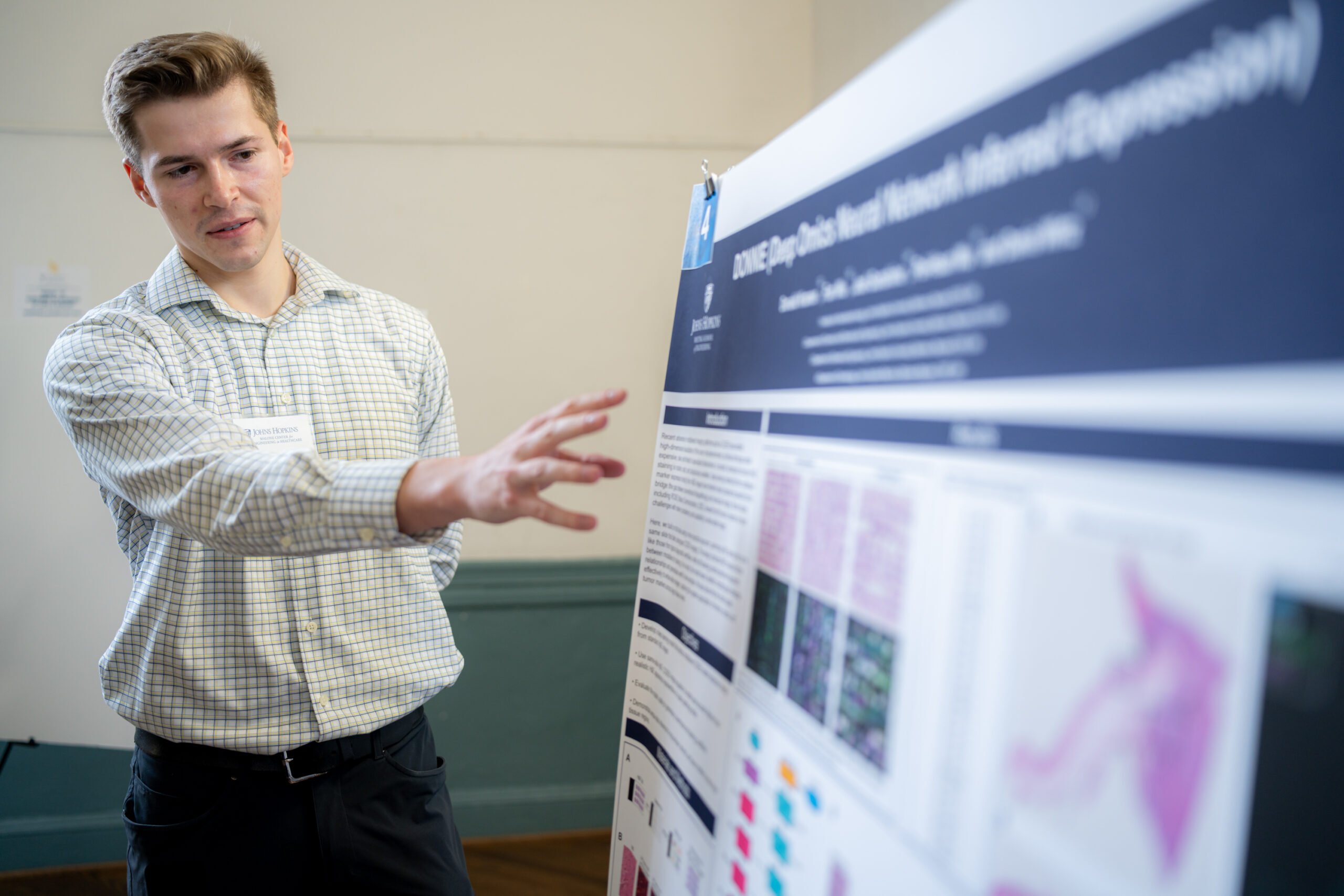 Donald Kramer at the morning poster session of the 9th Annual Johns Hopkins Research Symposium on Engineering in Healthcare.